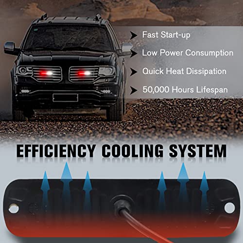 DIBMS LED Emergency Strobe Lights, 8x Red White 6 LED Strobe Warning Emergency Flashing Light Caution Construction Hazard Light Bar For Car Truck Van Off Road Vehicle ATV SUV Surface Mount - color: Red White