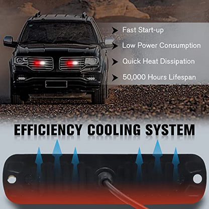 DIBMS LED Emergency Strobe Lights, 8x Red White 6 LED Strobe Warning Emergency Flashing Light Caution Construction Hazard Light Bar For Car Truck Van Off Road Vehicle ATV SUV Surface Mount - color: Red White