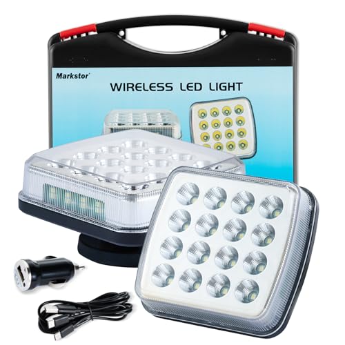Wireless LED Road Flares for Emergency,Rechargeable Safety Flashing Lights for Vehicles,Portable Strobe Light Magnetic Emergency Strobe Light Kit for Trucks - color: White