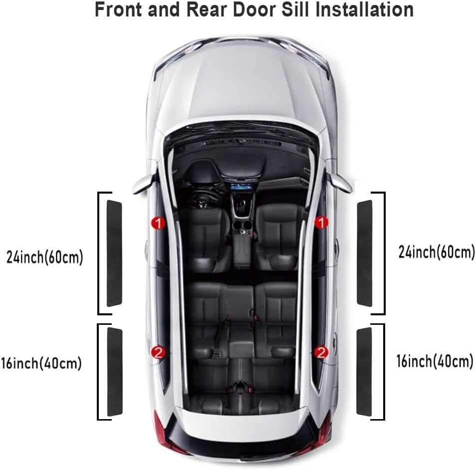 4 Pcs Car Door Sill Protector for Honda CRV Hybrid 2023-2026, Scuff Plate Guards Carbon Fiber Leather Anti-Scratch Decorative Entry Step Stickers