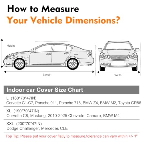 Indoor Car Cover, Stretch Satin Soft Dust Protection, Universal Fit for 181-197 Inch Sedans, Breathable Full Car Cover for Garage, Car Show, Windproof with Storage Bag, Red & Black - size: XL (FIT 190*70*47inches)