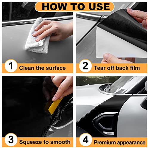 Spurtar Gloss Black Vinyl Wrap 1ft X 5ft Air-Release Glossy Black Car Wrap Adhesive Film Automotive Vinyl Black Sticker for Cars Motorcycle DIY Detailing Paper Air Release Decal Sheet 30.5 X 152cm - color: Glossy Black