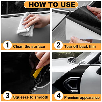 Spurtar Gloss Black Vinyl Wrap 1ft X 5ft Air-Release Glossy Black Car Wrap Adhesive Film Automotive Vinyl Black Sticker for Cars Motorcycle DIY Detailing Paper Air Release Decal Sheet 30.5 X 152cm - color: Glossy Black