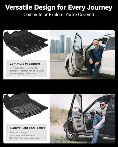 3W Floor Mats with First Row Carpets for Toyota Tacoma 2016-2023, TPE Floor Liner Thickened Carpet with Safety Locks and Driver Heel Pad fit Tacoma Cars Accessory(Only for Double Cab and Automatic) - size: 6. Tacoma|16-23|Floor Mats&First Row Carpet