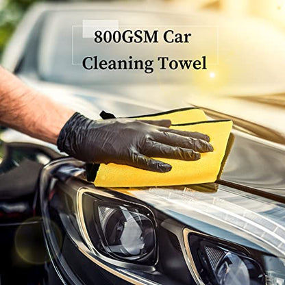 Tallew 12 Pcs Microfiber Towels for Cars, 800 GSM Plush Drying Cleaning Cloth Bulk, 16 x 16 Inch Thick Absorbent Wash Detailing Towels for Car Polishing, House, Kitchen Cleaning(Yellow and Gray) - color: Yellow and Gray