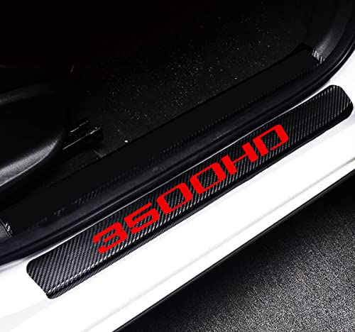 MAXDOOL 4Pcs Car Door Sill Protector Reflective 4D Carbon Fiber Sticker Decoration Door Entry Guard Door Sill Scuff Plate StickersCompatible with Silverado Sierra 3500HD(Red) - color: Red 3500HD