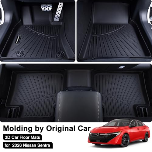 Floor Mats for All-New 2026 Nissan Sentra & Cargo Mat, TPE All Weather Protection Car 1st & 2nd Row Floor Liners with Trunk Mat Full Set Accessories,Black - size: 2026 Nissan Sentra