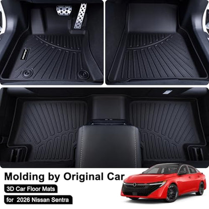Floor Mats for All-New 2026 Nissan Sentra & Cargo Mat, TPE All Weather Protection Car 1st & 2nd Row Floor Liners with Trunk Mat Full Set Accessories,Black - size: 2026 Nissan Sentra