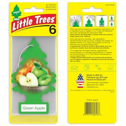 LITTLE TREES Car Air Freshener | Hanging Tree Provides Long Lasting Scent for Auto and Home | Green Apple, 24 Air Fresheners - color: Green Apple