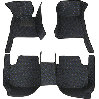 All-Weather car Floor Mats-Suitable for 98% of car Models Watherproof Leather car Floor mat (Black Blue) - color: Black blue