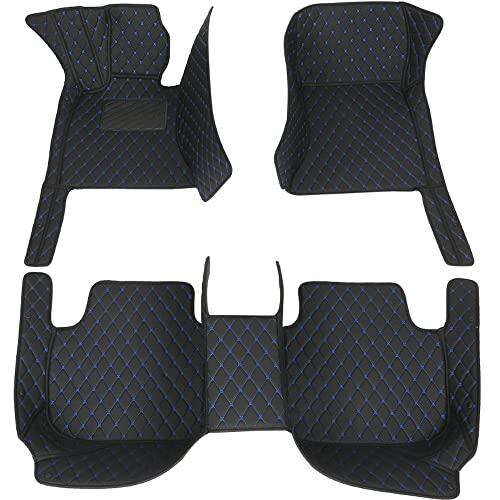 All-Weather car Floor Mats-Suitable for 98% of car Models Watherproof Leather car Floor mat (Black Blue) - color: Black blue