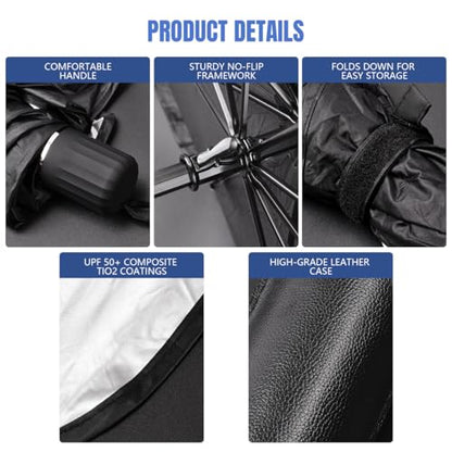 Sedan SUV Car Sun Shade for Windshield UV Rays and Heat Sun Visor Protector,Foldable Windshield Sun Shade Umbrella,Keep Car Cool,Easy to Use/Store,57''x 31'' - size: 57*31 inches
