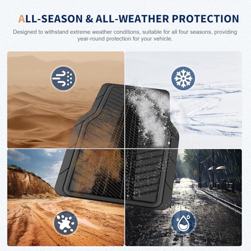 FLORICH Car Floor Mats, Heavy Duty Floor Mats for Cars, 4 Piece All-Weather Floor Mats with Anti-Slip Backing, Waterproof Universal Trim-to-Fit, Automotive Floor Mat for Cars SUV Trucks