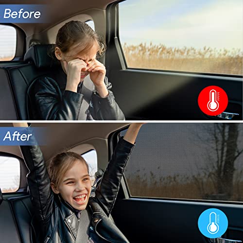 AUGOLA Car Window Shades, 2 Pack Breathable Mesh Side Sun Shades, Stretch Screens for Baby/Camping, Heat Block UV Protection, Back Window Covers for Car, Truck, SUV, Van (XL 63''x28'') - size: Extra Large