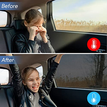 Car Window Shades, 2 Pack Breathable Mesh Side Sun Stretch Screens for Baby/Camping Heat Block UV Protection, Back Covers Car, Truck, SUV, Van-(Large 49"x22") - size: Large