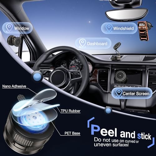 Vooii for Magsafe Car Mount Charger (15W Wireless Faster Charging) (130+LB Strongest Suction & 3000gf Magnetic) (360° Adjustable) Vacuum Car Phone Holder, Phone Holders for Your Car for iPhone 17-12 - color: Titanium Black