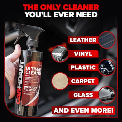 Carfidant Interior Cleaner – Removes Stains & Deep Cleans Car Seats, Leather, Fabric, Upholstery, Plastic, Dashboard & More - Car Cleaning Kit & Interior Detailer Spray - 32oz - size: 32 Fl Oz (Pack of 1)