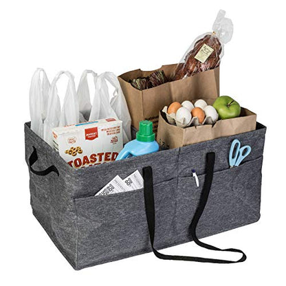 Honey-Can-Do Heavy Duty Large Collapsible Trunk Organizer with 3 Dividers, Exterior Pockets & Carrying Handles | Cargo Storage Bin for SUV, Truck, Groceries & Tools