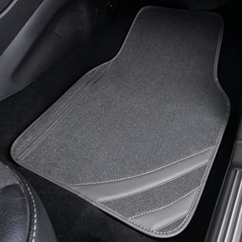 CAR PASS Car Floor Mats, Edge Leather Waterproof Car Mats with Double Stitch Line and Anti-Slip Backing Design, Fit 95% Automotive,SUVS,Sedan,Vans (Pure Gray) - color: Gray