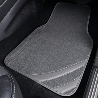 CAR PASS Car Floor Mats, Edge Leather Waterproof Car Mats with Double Stitch Line and Anti-Slip Backing Design, Fit 95% Automotive,SUVS,Sedan,Vans (Pure Gray) - color: Gray