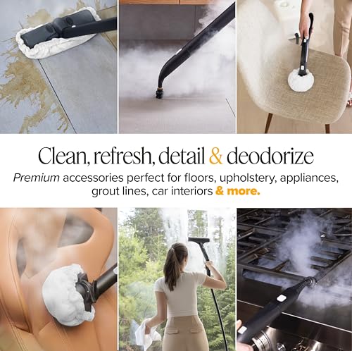 Dupray Steam Cleaning Pack Pro, 24-Piece Accessory Kit for Dupray Steam Cleaners, Microfiber Cloths & Bonnets, Nylon Brass Horsehair Stainless Brushes, Felt Storage Bag