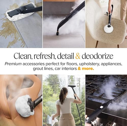 Dupray Steam Cleaning Pack Pro, 24-Piece Accessory Kit for Dupray Steam Cleaners, Microfiber Cloths & Bonnets, Nylon Brass Horsehair Stainless Brushes, Felt Storage Bag