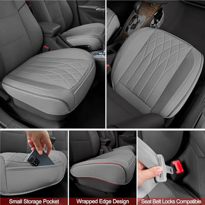 BEITK 2 Pack Leather Front Car Seat Cover Bottom Car Seat, Universal Anti-Slip Driver Car Seat Protectors with Storage Pocket, Waterproof Bottom Auto Seat Cushion Pad Mat for Most Vehicles(Gray) - color: cushion pair gray