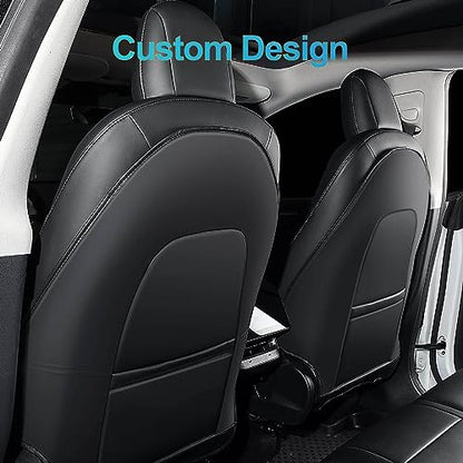 2PCS Leather Seat Back Kick Protector for Tesla Model Y/3/X/S (2020-2026) - Waterproof, Scratchproof Backseat Cover for Kids & Pets with Organizer Pocket | Easy to Clean | Dirt & Mud Protection