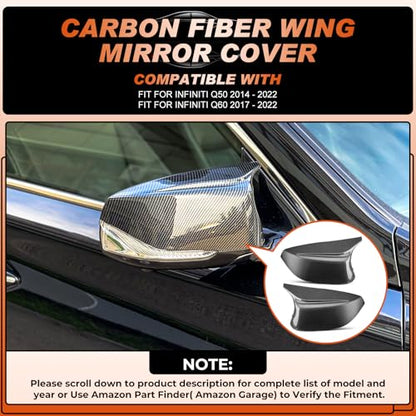 Carbon Fiber Mirror Cover Caps Rearview Side Mirror Covers Fit for Infiniti Q50 2014-2022 Infiniti Q60 2017-2022 Left Driver Side Right Passenger Side-2 PCS - size: Fit for Infiniti Q50 2014-2022-Carbon Fiber