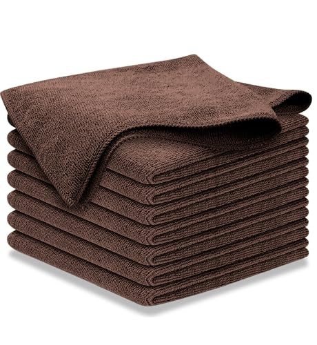 USANOOKS Premium 300GSM Microfiber Cleaning Cloth - 12.5"x12.5" High Performance - 1200 Washes, Ultra Absorbent Microfiber Towels for Cars Undercarriage, Rims & Engine Bay Cleaning - Microfiber Cloth - color: Brown, size: 8 pack