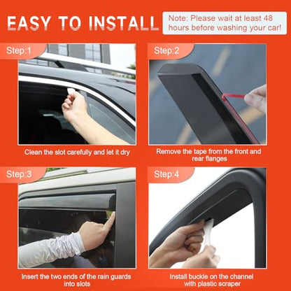 in-Channel Rain Guards Fit for Rogue 2021-2025, Extra Durable Side Window Deflectors, Wind Deflectors Rain Guard Black 4 Pack - size: Fit for 2021-2025 Nissan Rogue in-Chanel
