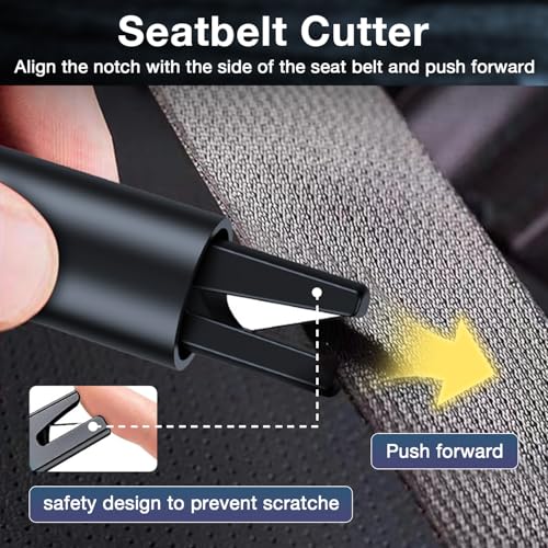 MOTORBUDDY Car Window Breaker Tool, 2-in-1 Window Breaker Seatbelt Cutter, Emergency Glass Breaker and Spring Loaded Auto Escape Tool，Car Accessories - color: Black (2 pack)