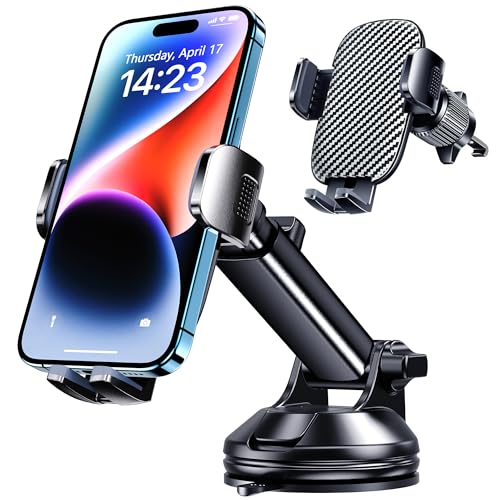 Qifutan Phone Holders for Your Car Cell Phone Mount for Car Mount Windshield Dashboard Air Vent Universal Hands Free Automobile Cell Phone Holder Fit for iPhone Smartphone Camera Mounts - style: Dash-D