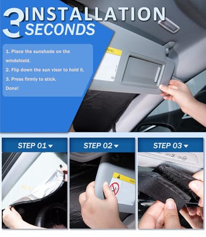 Windshield Sun Shade for 2014-2018 Mazda 3 Accessories, Car Front Window Sun Visor & Heat Shield | 240T Sunshade Protection Blocks UV Rays Keep Your Car Cooler - size: For | Mazda 3 2014-2018