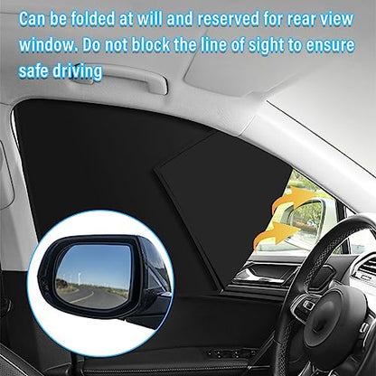 Kewucn Car Window Sun Shade, 2PCS Auto Front and Rear Windshield Curtains with Magnetic, UV Rays Protection&Sun Heat Block Car Window Covers, Universal Privacy Sunshades for Cars (Black-Front Window) - color: Black-Front Window