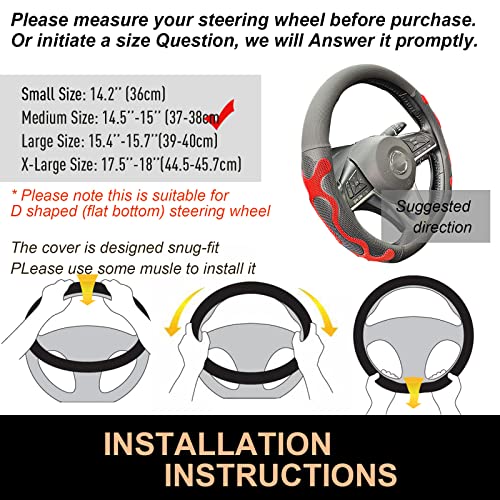 PINCTROT D Shaped Comfy Grip Steering Wheel Cover, Anti-Slip Design, Flat Bottom 14.5-15 Inch(Silicone Red) - color: 2.Red, size: D Shaped/Flat Bottom[14 1/2''-15'']