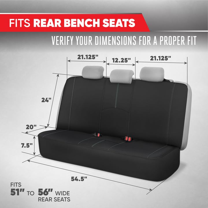 Motor Trend Perfect Symmetry Gray Car Seat Covers, Full Set – Waterproof Neoprene Foam Lining, Durable Front and Back Rear Bench Protectors, Fits Most Car Truck Van and SUV - color: Gray Front Black Rear