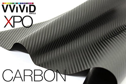 VViViD XPO Black Carbon Fiber 5ft x 1ft 8yr Car Wrap Vinyl Roll with Air Release - size: 1ft x 5ft