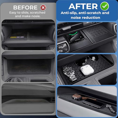 Wireless Charging Protective Mat & Center Console Storage Protective Mat & Passenger Storage Organizer Mat for Toyota RAV4 2026, Interior Accessories Anti-Slip Cover Pad for 2026 RAV 4, Black - style: Fits for Toyota RAV4 2026, C
