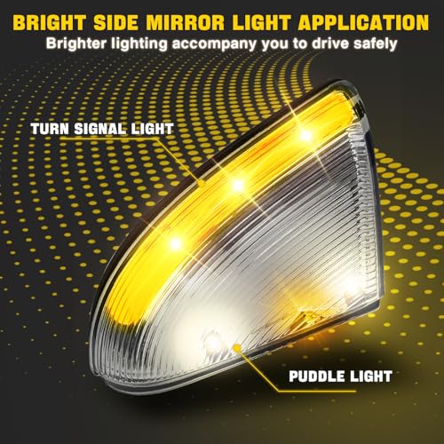 WEILEITE LED Side Mirror Light Turn Signal Puddle Bulb Lens Cover Fit For Dodge Ram 1500 2009-2011 2012 2013 2014 2015 2016 2017 2018 Ram 2500 2010-2018 Right Passenger Replaces 68064948AA 68232478AA - size: Right