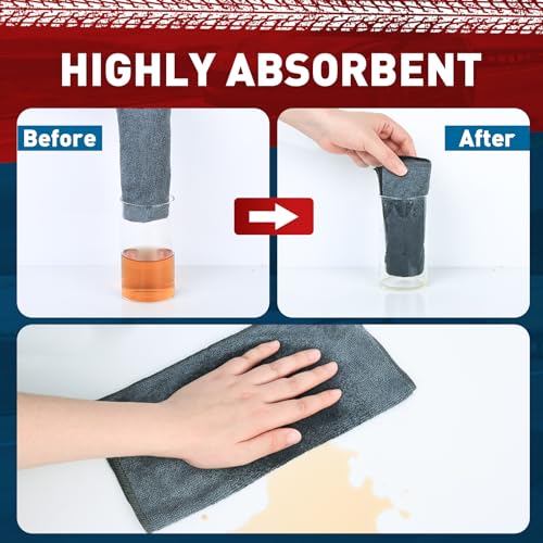 TEAWOO Microfiber Cleaning Cloths Bulk-50 Pack, Gray Microfiber Towels for Cars, Ultra Absorbent Microfiber Towel Weave Grime & Liquid for Streak-Free Mirror Shine - Car Washing Cloth, 12x12 inches - size: 50Pack Grey