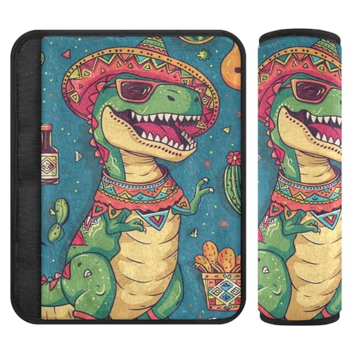 Blue Dinosaur Cactus Seat Belt Cover Pad 2 Pcs Soft Cute Seatbelt Covers Protector Support Head Neck Shoulder Strap for Car Seats High Chair Backpack for Adults Kids Women Men 10x7.7In 2 P - color: Blue Dinosaur Cactus, size: Small