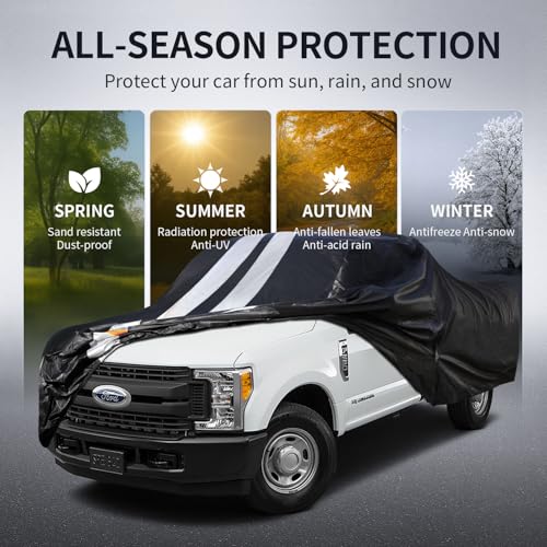 F-100 Truck Cover Custom Fit 1953-1966 Regular Cab Short Bed(6.5') with Door Zipper, 10 Layers Outdoor Heavy Pickup Truck Cover Waterproof All Weather, Wind Dust Sun Protector. - size: F-100 1953-1966 Regular Cab SB(6.5')+Towel+Bag