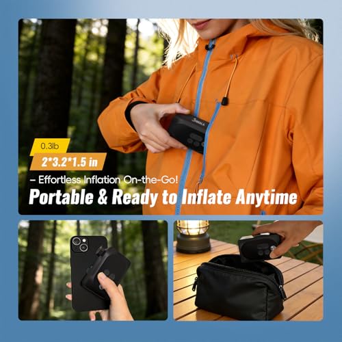 Mini Electric Bike Pump, 120g Ultra-Light 150 PSI Portable Bike Tire Inflator with Digital Gauge, USB-C Rechargeable Auto-Stop, Presta & Schrader for Road Mountain E-Bike - color: Mini Black