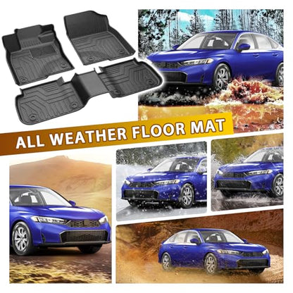 Powerty Floor Mats for Honda Civic Sedan 2022-2025 2026(NOT for Hybrid)/Acura Integra 2023-2025 All Weather TPE Custom Fit Car Mats Floor Liners 1st & 2nd Row, Black - size: 4)Honda Civic Sedan｜22-26｜1st & 2nd Row
