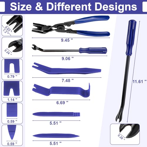 BFXM 7PCS Auto Trim Removal Tool kit, Car Clip Pry Tools Kit No Scratch Plastic, Fasteners Remover Tool Kit, Automotive Interior Fastener Puller Remover Body Repair Set for Car (Blue) - color: Blue * 7PCS
