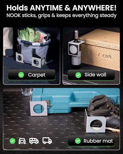 rati Nook Trunk Organizer Blocks for Cars and SUVs, Adjustable Cargo Dividers with Dual Grip Pads, Works on Carpeted and Plastic Trunks, Set of 2 Modular Stabilizers (Grey) - color: Grey