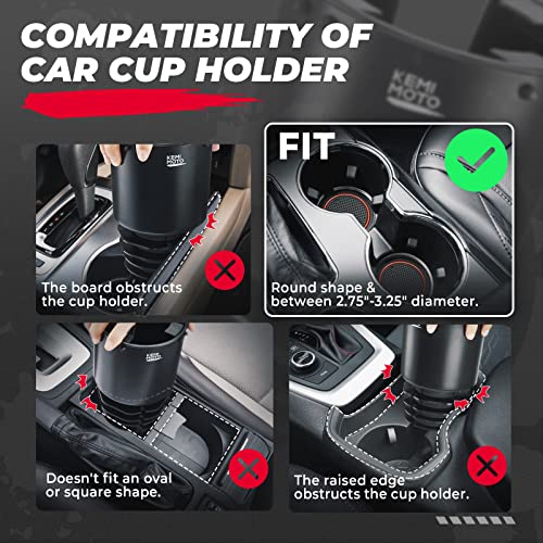 KEMIMOTO Universal Cup Holder Expander - Fits Hydro Flask, Yeti, 18-40oz 3.0in-3.8in Diameter Bottles - fit 3.2in Diameter Cup Holder for Car, RV, Truck, UTV, Golf Cart