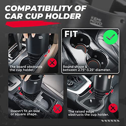 KEMIMOTO Universal Cup Holder Expander - Fits Hydro Flask, Yeti, 18-40oz 3.0in-3.8in Diameter Bottles - fit 3.2in Diameter Cup Holder for Car, RV, Truck, UTV, Golf Cart