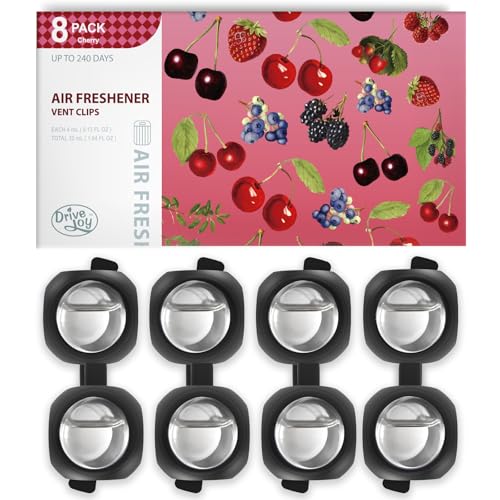 Car Air Freshener Vent Clips, 8 Pack, Provides Long-Lasting Scent, Up to 240 Days, Odor Eliminator (Cherry) - color: Cherry